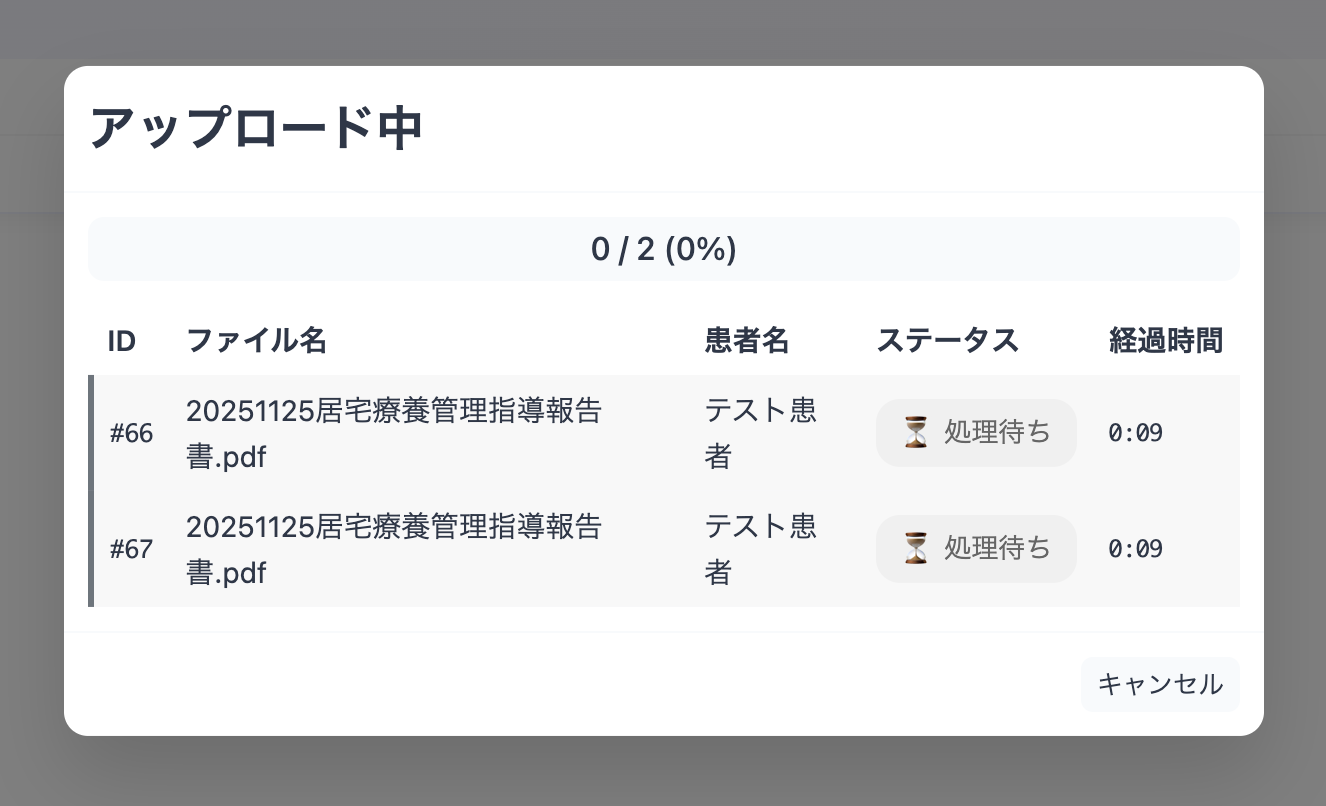 リアルタイムキュー画面